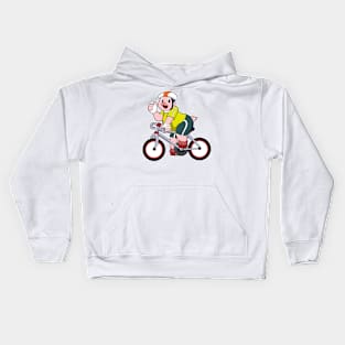 Pig with Bicycle & Helmet Kids Hoodie